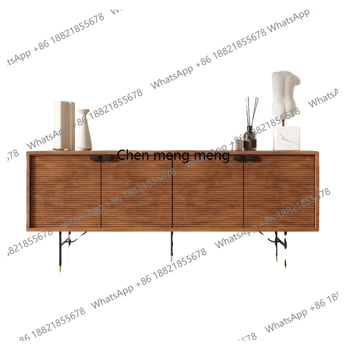 

Wabi Sansan minimalist side cabinet Nordic solid wood carving flower medieval entrance cabinet locker
