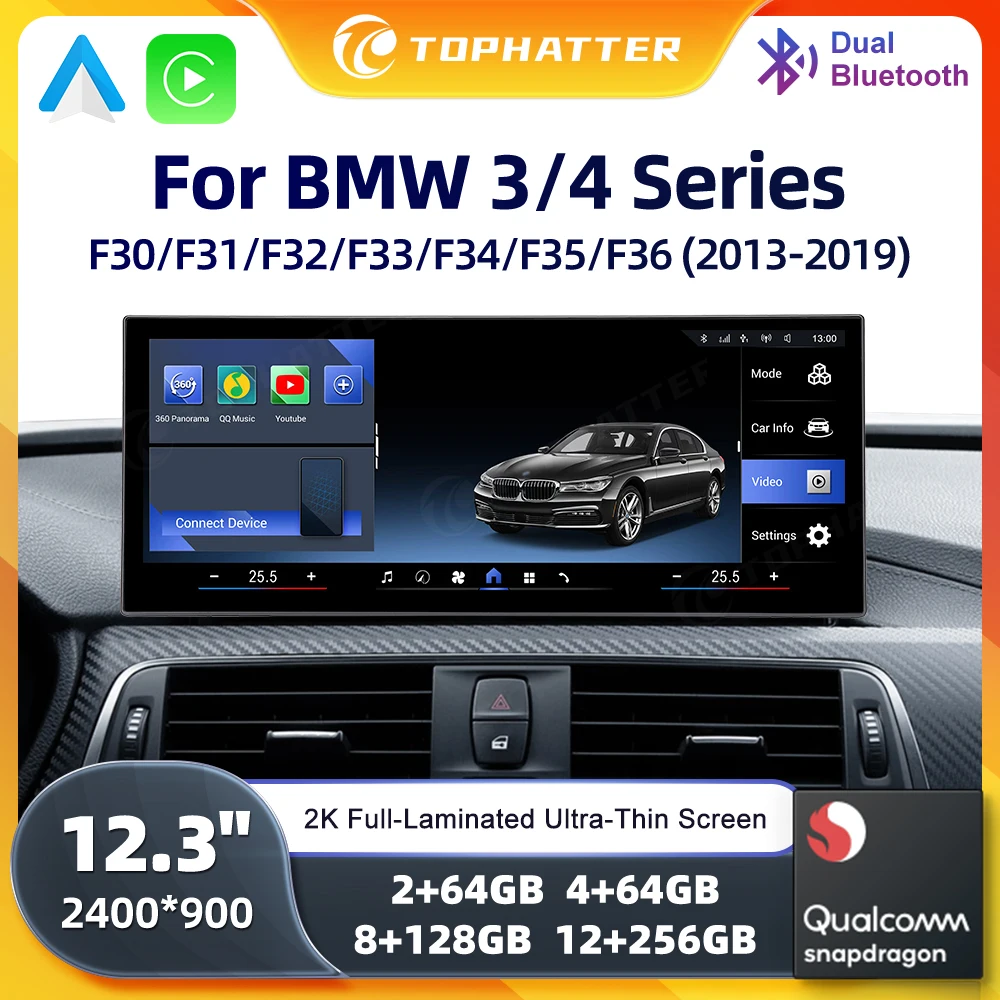 

Carplay For BMW 320i 428i F30 F31 F32 F33 F34 F35 2K HD Screen 12.3in Multimedia Android14 ID9 Player Car Radio Stereo player