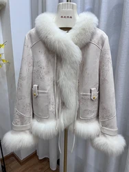 Fashion New Autumn Women Fox Fur Collar Coat Natural Goose Down Jacke Winter Warm Real Luxury Puffer Jacket Outwear