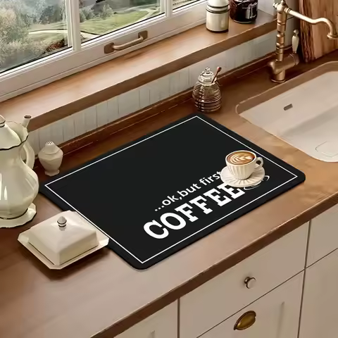 VIKAMA Water Absorbing Mat for Kitchen Countertop Silica Mud Table Pad for Coffee Machine Resistant to Stains and Easy to Clean