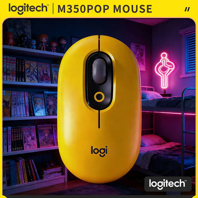 

Портативная мышь Logitech M350 POP Bluetooth USB с на 90% меньшим уровнем шума и 18-месячным сроком службы батареи для рабочей станции, дома и повседневного использования