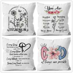 Bible Verse Print Pillow Case Living Room Sofa Decor Soft Throw Cushion Cover Pillowcase Christian Decorations For Home Office