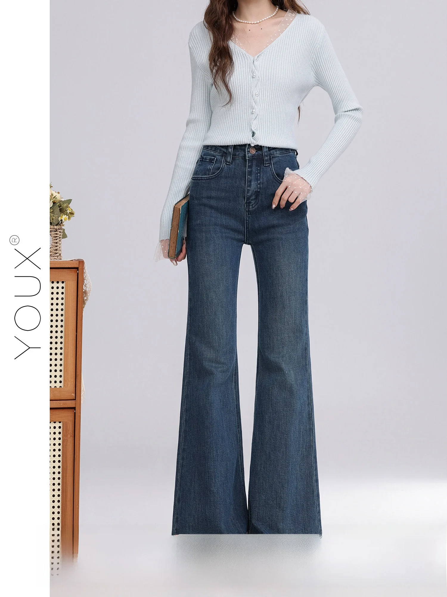 

High Waist Bell Bot Jeans Women's Sli Slimming Denim Pants Spring 2026 New Arrival Vintage Blue Jeans Casual Wear
