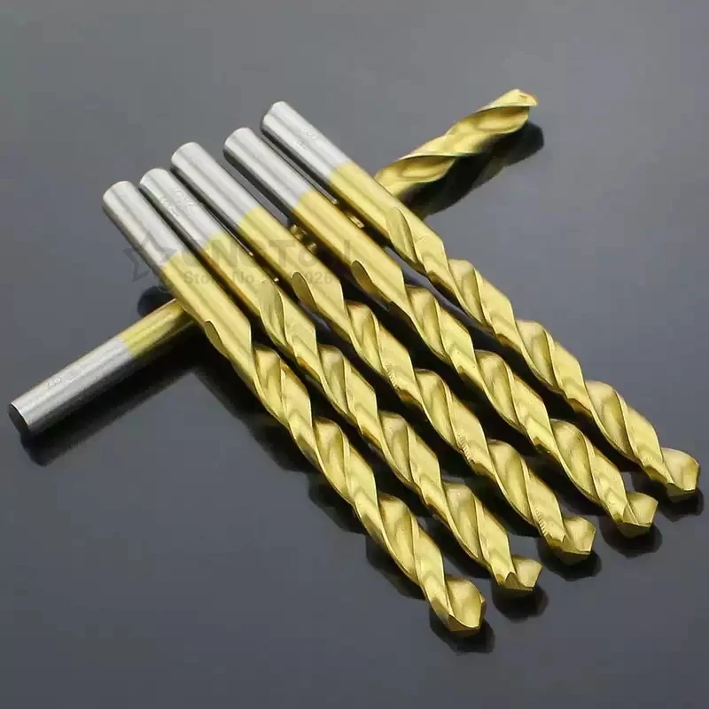 

10 шт., высокоскоростные стальные спиральные сверла с титановым покрытием, прямой хвостовик 0,5 мм-5,0 мм, набор для металла 1 мм/1,5 мм/2 мм/2,5 мм/3 мм/4 мм/5 мм