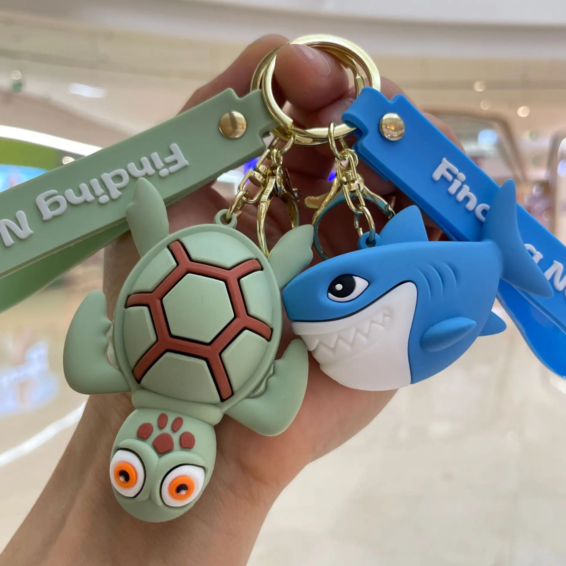 Kawaii Cartoon Finding Nemo Keychain Cute Animals Ugly Fish Shark Keyring Men's and Women's Bag Pendant Accessories Kids Gift