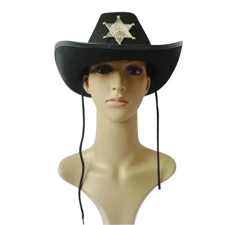 

Wild West Sheriff Hat - Cowboy Fancy Dress Halloween Headwear Venice Hat Pentagram Design for Authentic Western Themed Parties