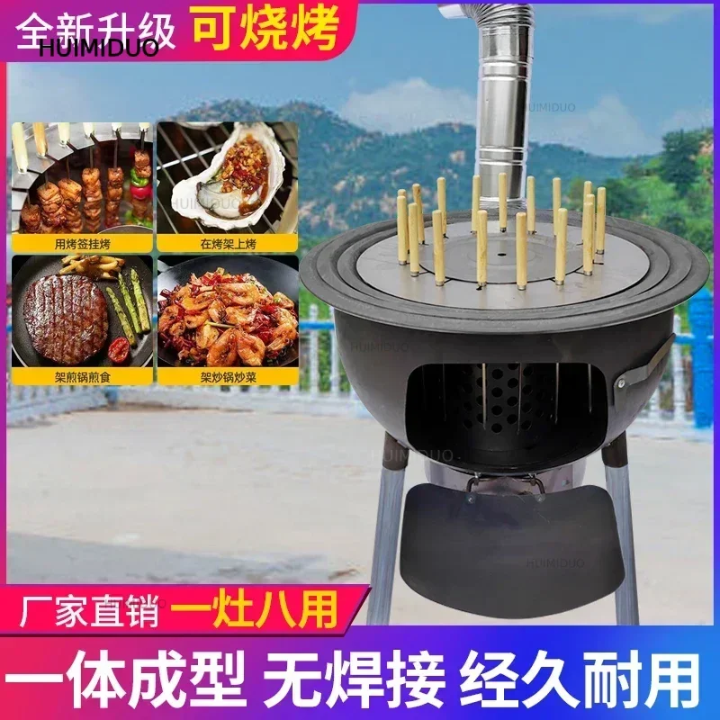 Rural firewood stove Home burning firewood Camping firewood stove Large pot table Smokeless outdoor stove Mobile pot New
