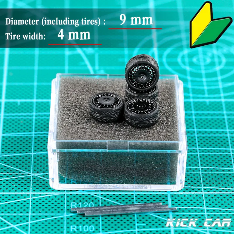 1/64 ABS دييكاست نموذج عجلات السيارة مع الإطارات المطاطية مجموعة 9 مللي متر قطر للعجلات الساخنة توميكا نموذج سيارة تعديل أجزاء