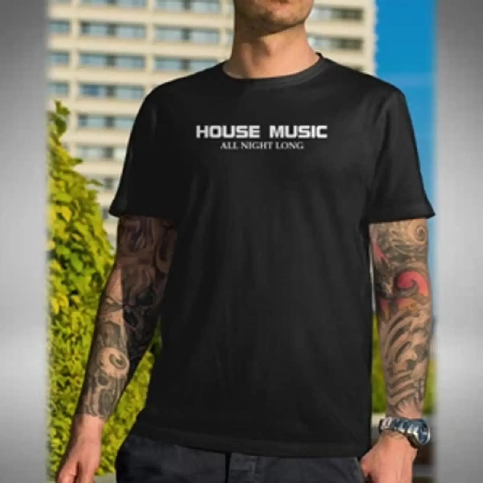 House Music All Night long t shirt Tech Deep Jacking Bass DJ Small to 5XL vintage Washed Stylish Breathable