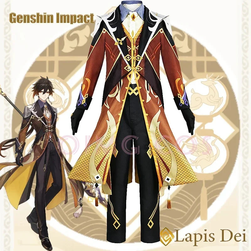 Genshin Impact Zhongli Cosplay Costume Adult Carnival Uniform  Anime Halloween Party Costumes Masquerade Women Game