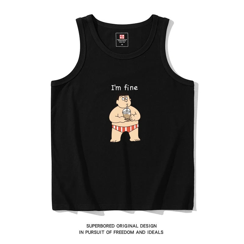 Chinese Retro Style Tank Tops, Fashionable Gym Sleeveless Singlet Men\'s Oversize Cotton Undershirt Vest S M L XL 2XL 3XL 4XL