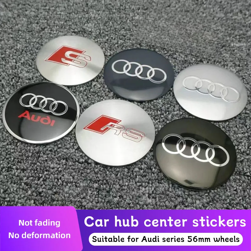 4Pcs 56mm Car Wheel Hub Center Sticker Decals Accessories For Audi A7 A3 A4 A6 A5 Q5 A1 Q7 Q3 Q4 TT SQ5 RSQ3 RSQ8 S3 S4 RS5 RS6