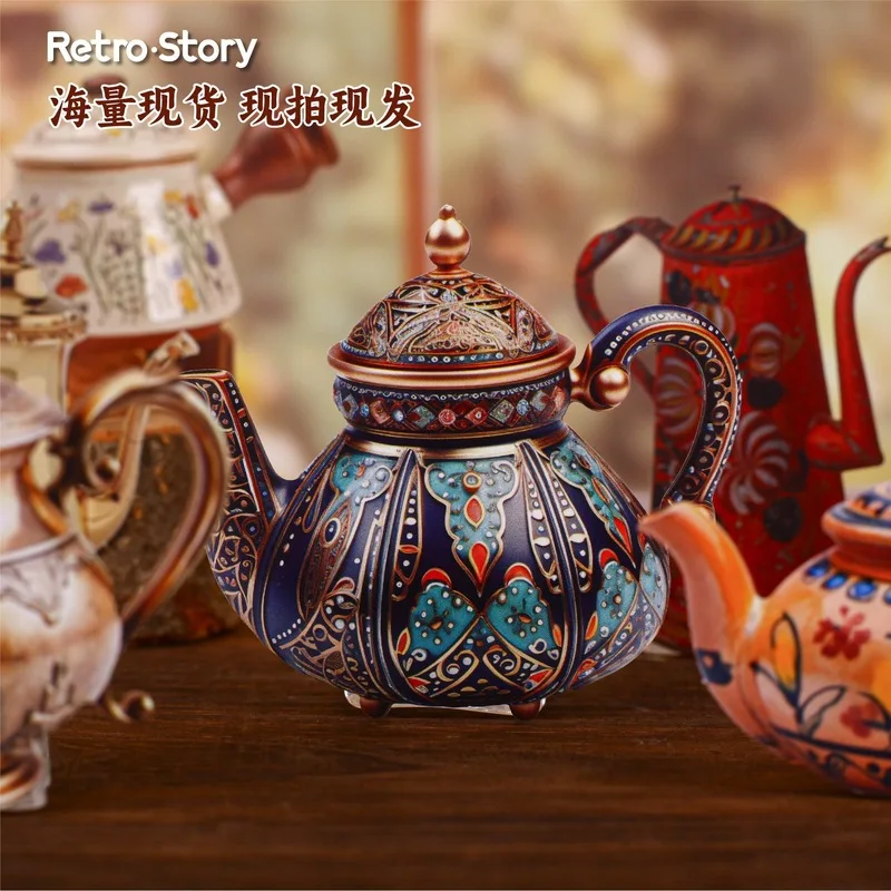 8 Sheets Simulated Teapot Theme Sticker Pack, Vintage Tea Set Pattern Journal Collage DIY Decor Stickers