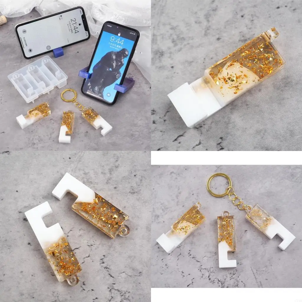 Protable Stand Silicone Resin Mold Phone Holder Keychain Pendant
