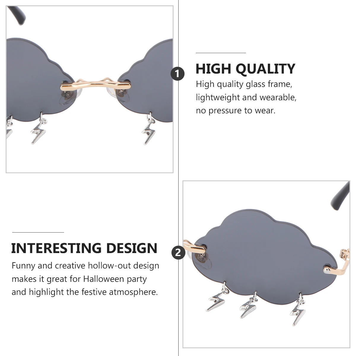 

Sunglasses Cloud Shape Women Party Glasses Stylish Fashion Protect Eyes Fun Photoshoot Sun Protection