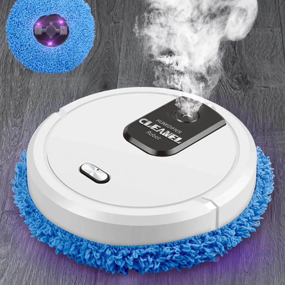 Cleaning Mop Wet and Dry Mopping Sweeping Robot with Spray Function 360 Degree Automatic Cleaning Mode White