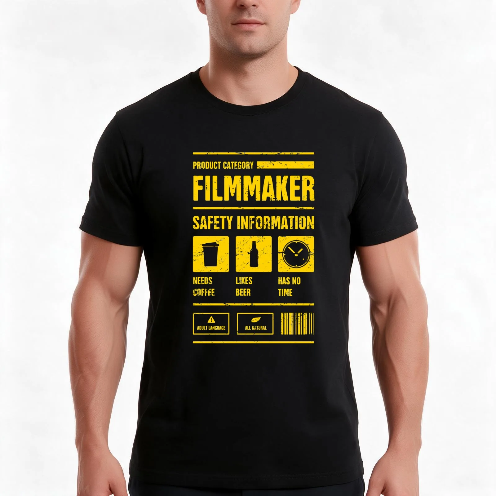 Funny Filmmaker Safety Information T-Shirt, Summer Casual Cotton Tee, Oversized Streetwear Tops, Vintage Graphic Print