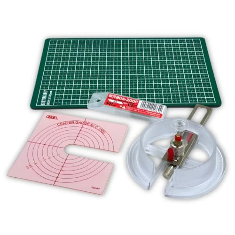 

Набор для вырезания кругов NT Cutter iC-1500P: циркульный резак с центральным шаблоном, регулируемый резак для бумаги, лезвия для поделок (BDA-200)