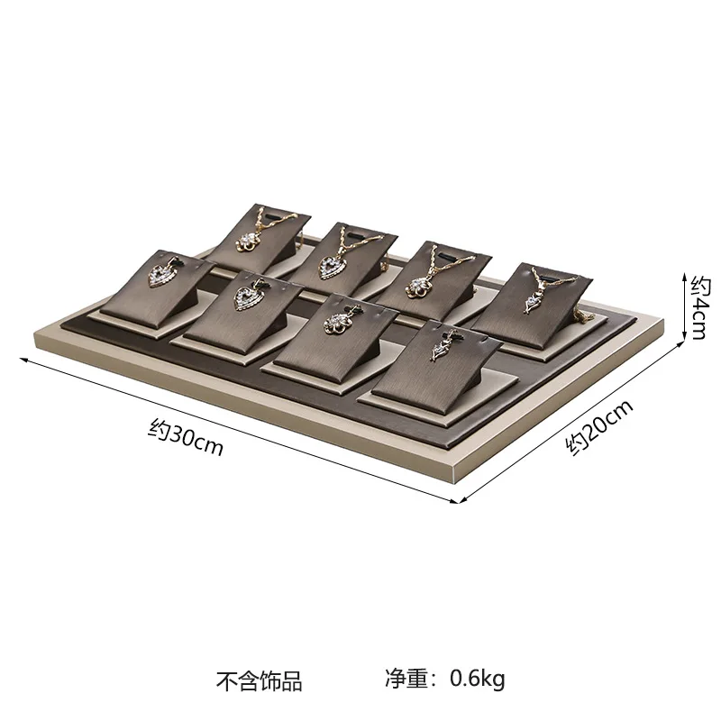 

Ожерелье Серьги Браслет Поднос для колец Дисплей Поднос для ювелирных изделий Матовый коричневый ПУ Роскошный дисплей Реквизит для ювелирных изделий Стойка для браслетов