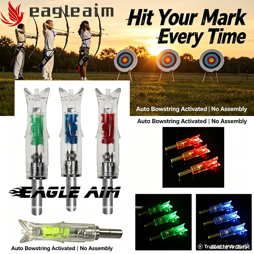 6PCS LED Lighted Archery Nocks for Cross bow Bolts, Glow in Dark for Hunting & Target Shooting
