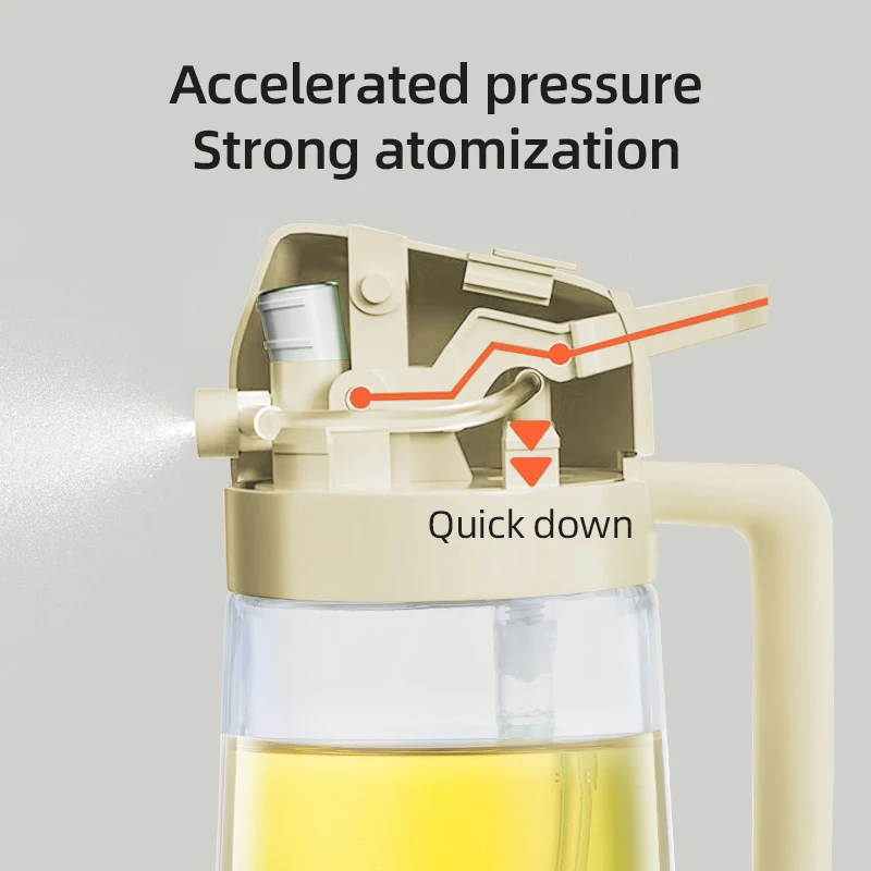 가정용 플라스틱 주방 오일 스프레이 포트, 분무기 미스트 충전, 요리 오일 스프레이 포트, 이중 사용, 2 인 1, 470ml, 신제품