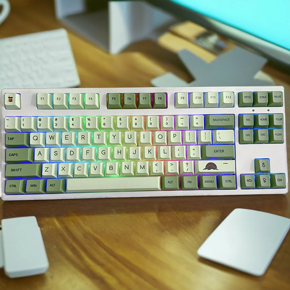 Avocado Green Cherry Profile PBT Sublimation Keycaps for 61/64/68/84/87/104/108keys MX Switches Mechanical Keyboard