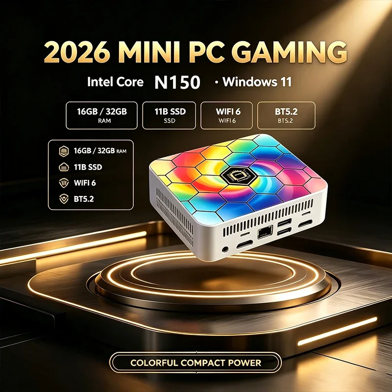 인텔 N150 미니 PC 16GB+2TB 고속 저장장치 4K 출력 기가비트 WiFi6 윈도우 11 컴팩트 데스크탑 게임 및 사무용