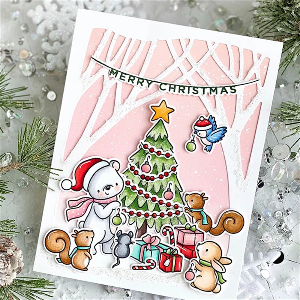 Winter Woods Overlay Cutting Dies For DIY Scrapbooking Album Christmas Card Making Decoration Paper Craft Metal Die Cuts Knife