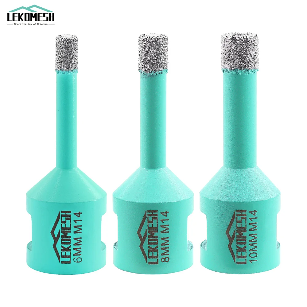 LEKOMESH 3pcs 6/8/10mm Diamond Drilling Bits M14 Thread Porcelain Ceramic Tile Drill Core Bits Granite Marble Hole Saw Drill Bit