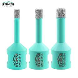 LEKOMESH-Bits de perfuração de diamante, M14 Thread, porcelana cerâmica, serra copo para porcelanato,broca Bits Core, granito, mármore Buraco Saw, 6mm, 8mm, 10mm, 3pcs