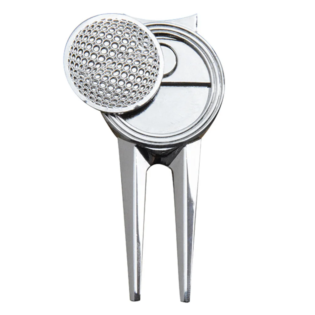 

2 шт., вилка для гольфа Divot, серебристый портативный зеленый инструмент для ремонта, шариковый маркер Divot Repair Pitch Tool, удобный прочный уличный инструмент