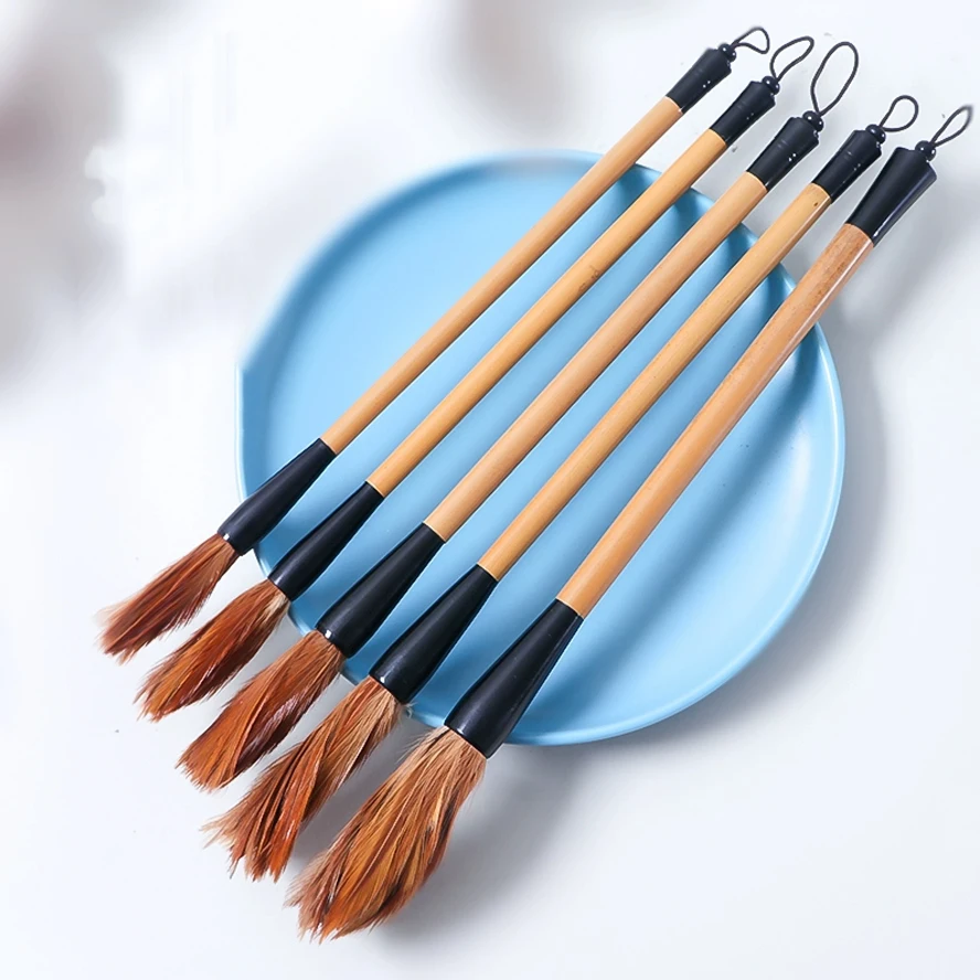 Handmade Yellow Chicken Hair Brush for Calligraphy & Painting Masters, for Xingkai, Xingshu, Caoshu,Traditional Chinese Painting