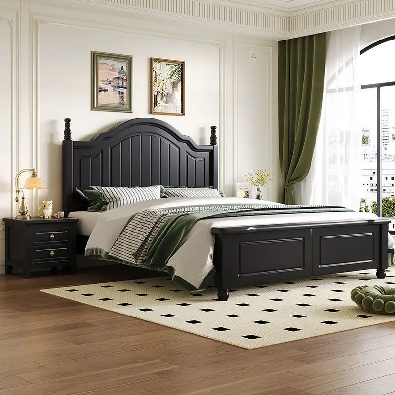 الأمريكية الرجعية الخشب الصلب جديد أسود حديث بسيط مزدوج غرفة نوم رئيسية واحدة الأميرة الزفاف شقة صغيرة