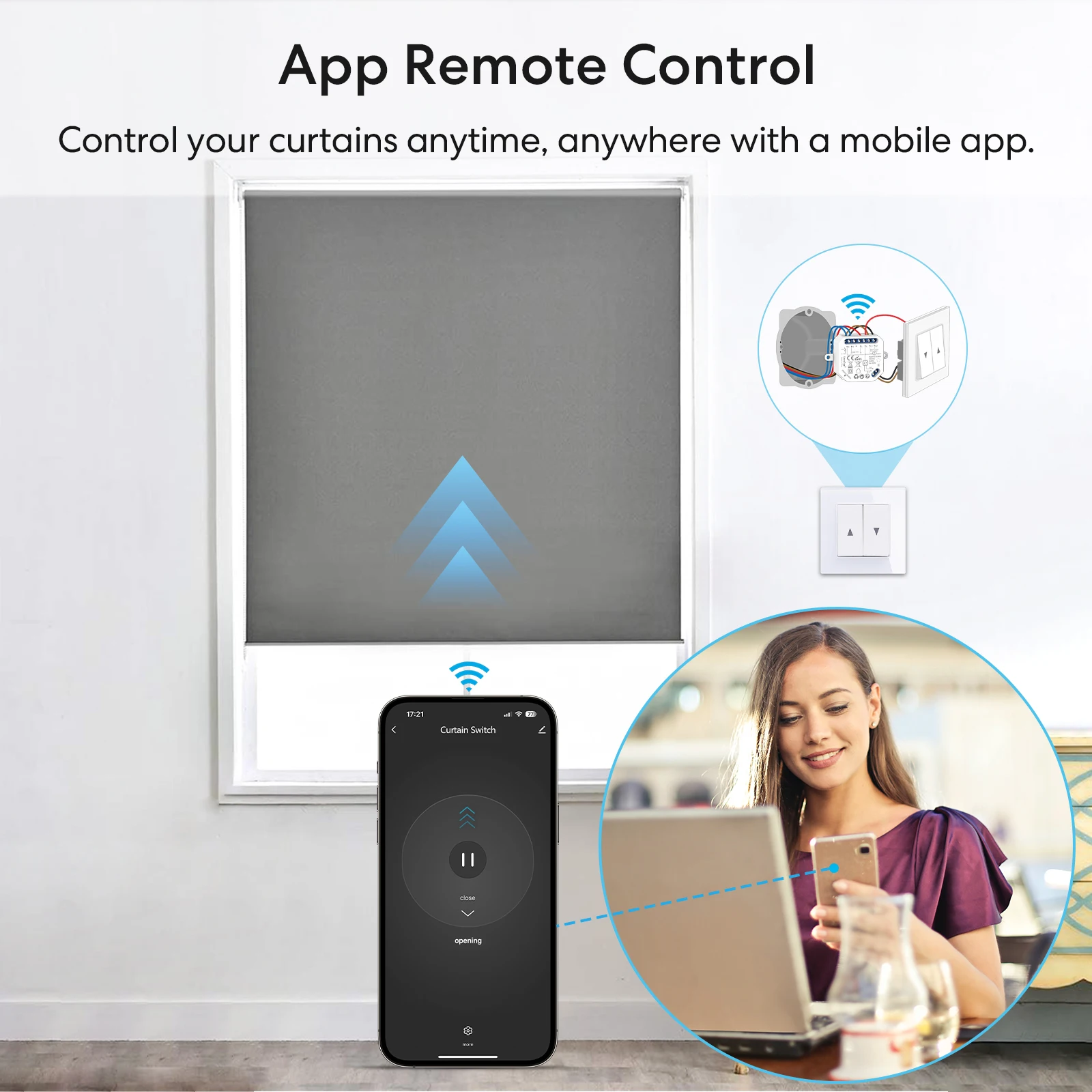 Tuya Smart Life WLAN-Vorhangschalter, verbundene Rollläden, Jalousiensteuerung, Motor, Google Home, Alexa, elektrisches Fenster, LoraTap – Detail 2