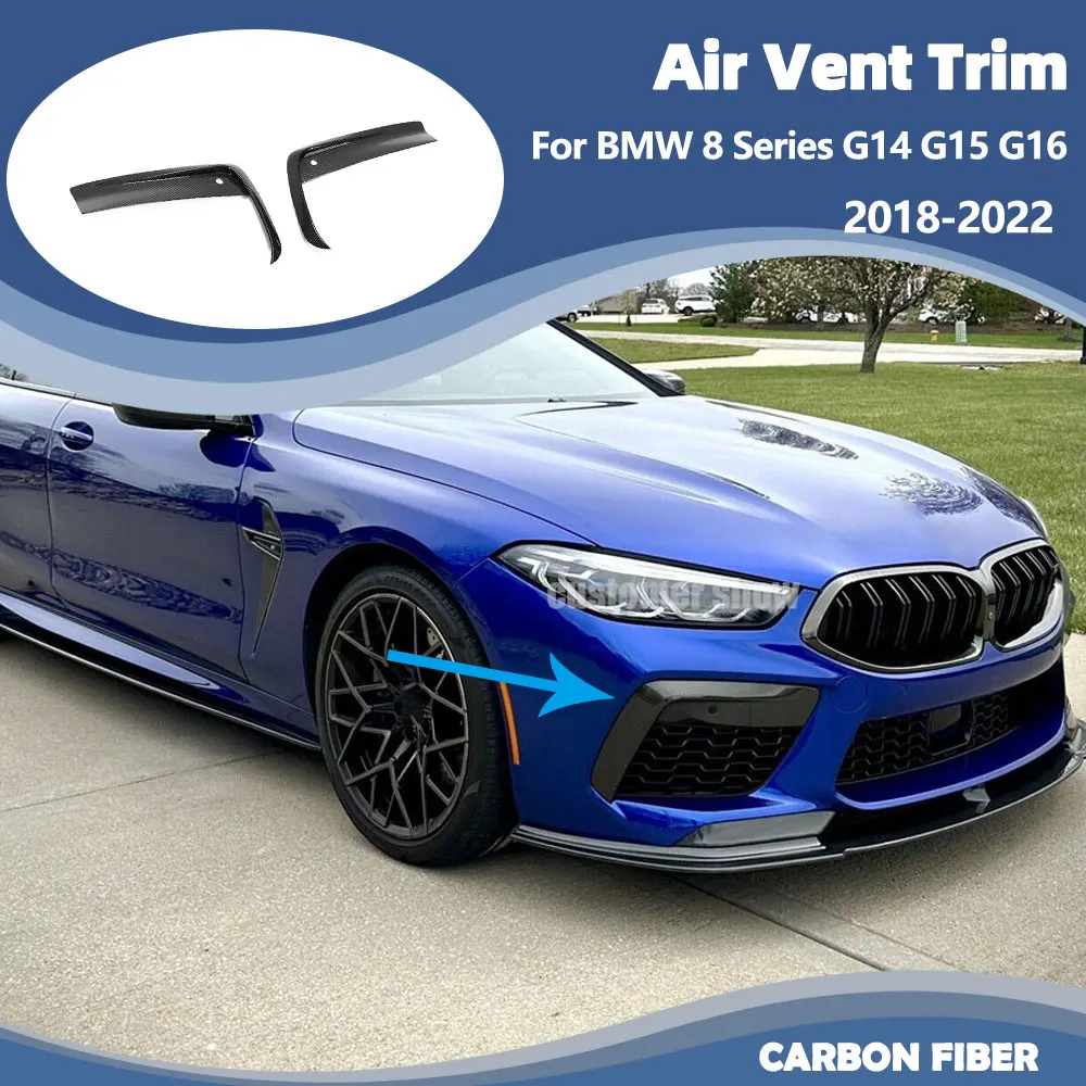Front Bumper Canards Covers Trims for BMW 8 Series G14 G15 G16 M Sport 2018-2022 Carbon Fiber Car Air Vent Trims Covers