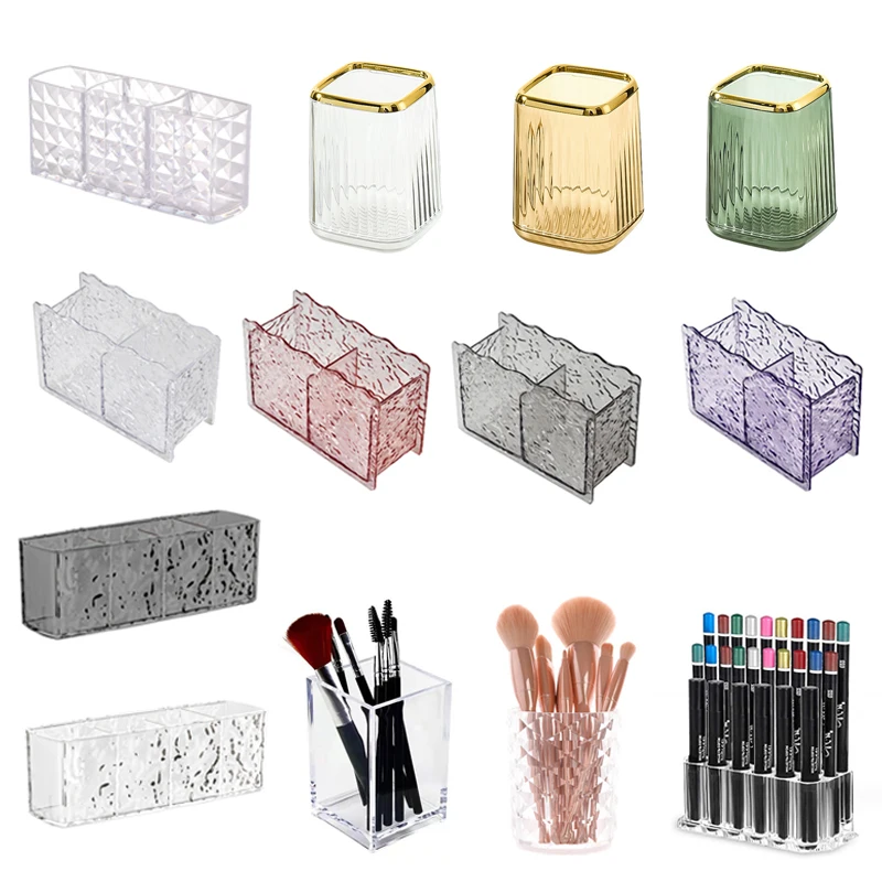 Transparent Lipstick Cosmetic Makeup Acrylic Makeup Brush Tool Storage Box Case Make-up Brush Holder Table Organizer Makeup Tool