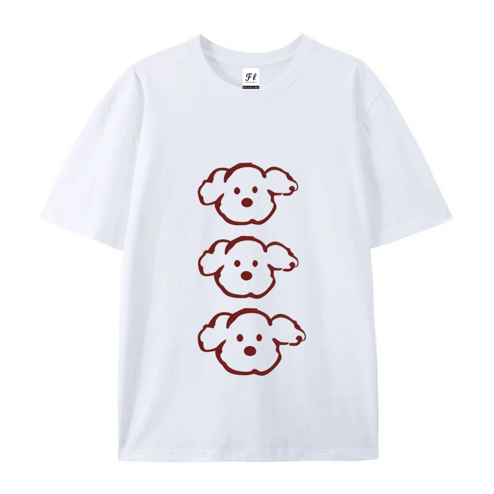 สุนัขเสื้อแขนสั้นฤดูร้อนผู้หญิงเสื้อ Y2k ผ้าฝ้ายเสื้อผ้า Creweck เสื้อยืดสําหรับบุรุษและสตรี Casual หลวม Tees