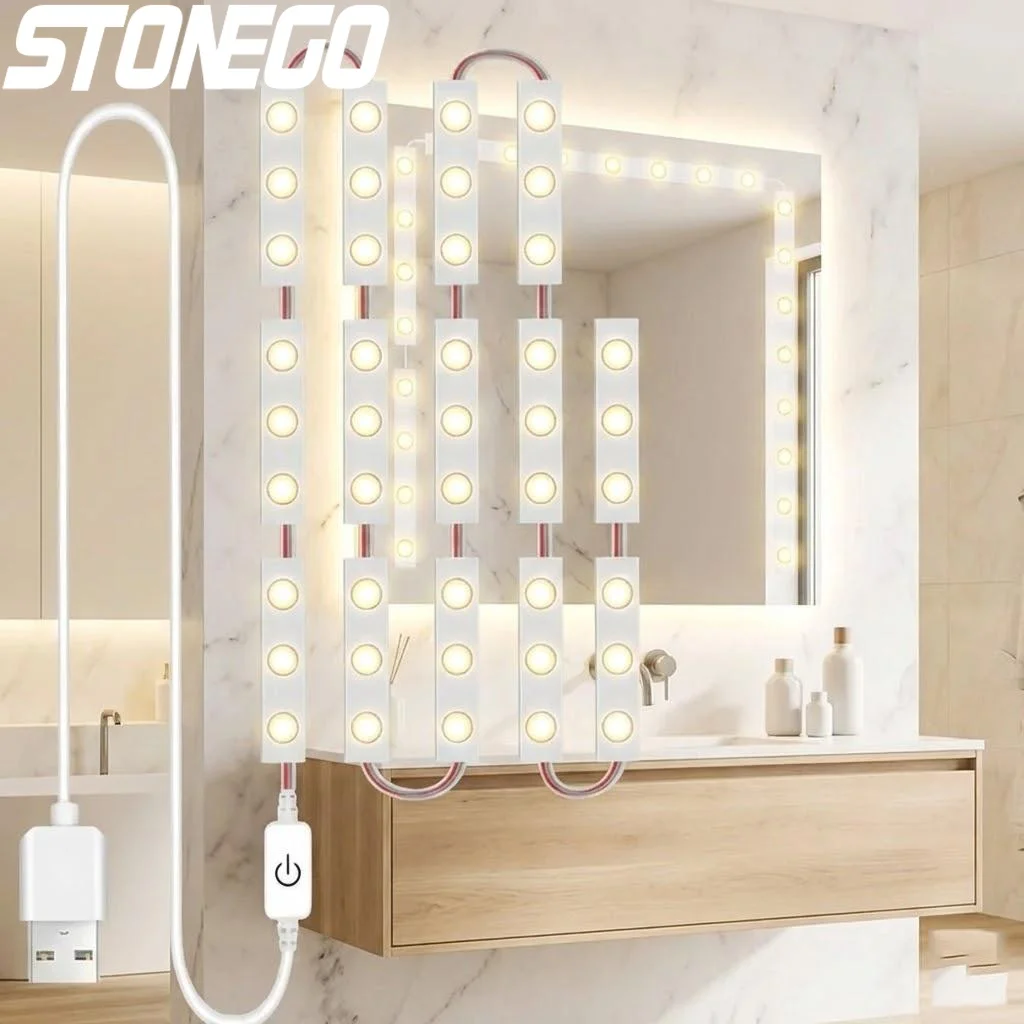USB Touch LED Makeup Mirror Light Dimmable Multi-functional Cosmetic Mirror Illumination for Makeup Room