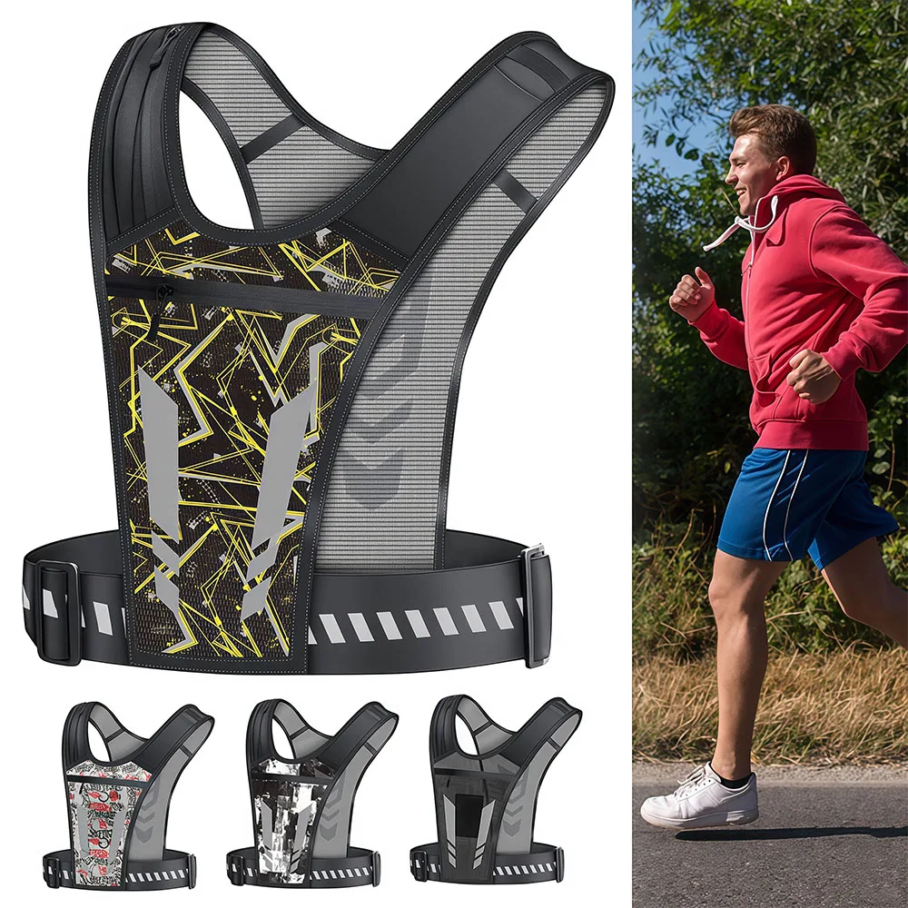 1Pcs Reflective Running Vest, Backpack Mesh Breathable Hydration Pack Lightweight Elastic Large Capacity for Outdoor Bicycle
