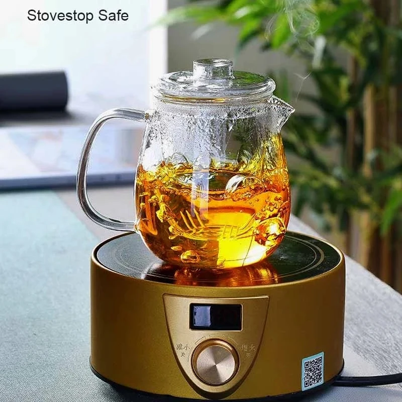 

Hot Sale Teapots Borosilicate Heat Resistant Glass Teapot Gas Stove Flower Puer Kettle Chinese Kung Fu Tea Set With Filter