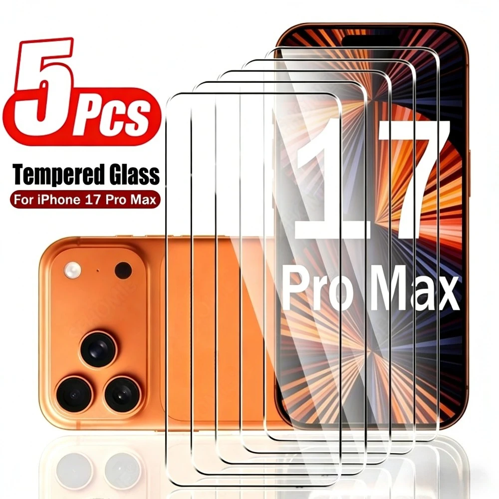 

5Pcs Ultra Clear Screen Protector for iPhone 17 16 15 14 Pro Max Air 16 15 14 Plus 13 12 11 Pro Mini Anti-Scratch Tempered Glass