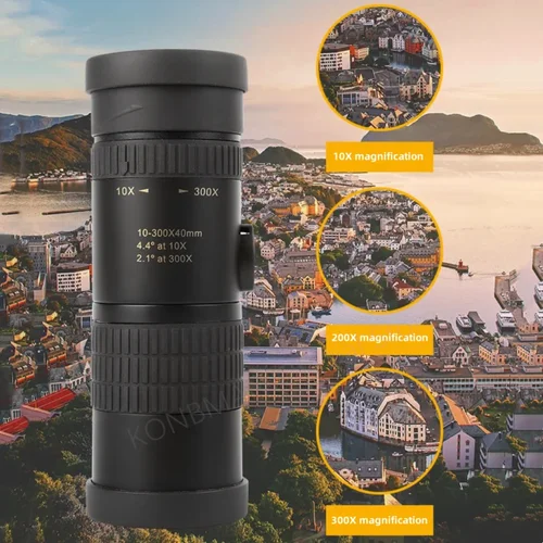 Telescopio Monocular profesional de Metal 10-300X con potente binoculares con función de Zoom para caza remota de alta definición