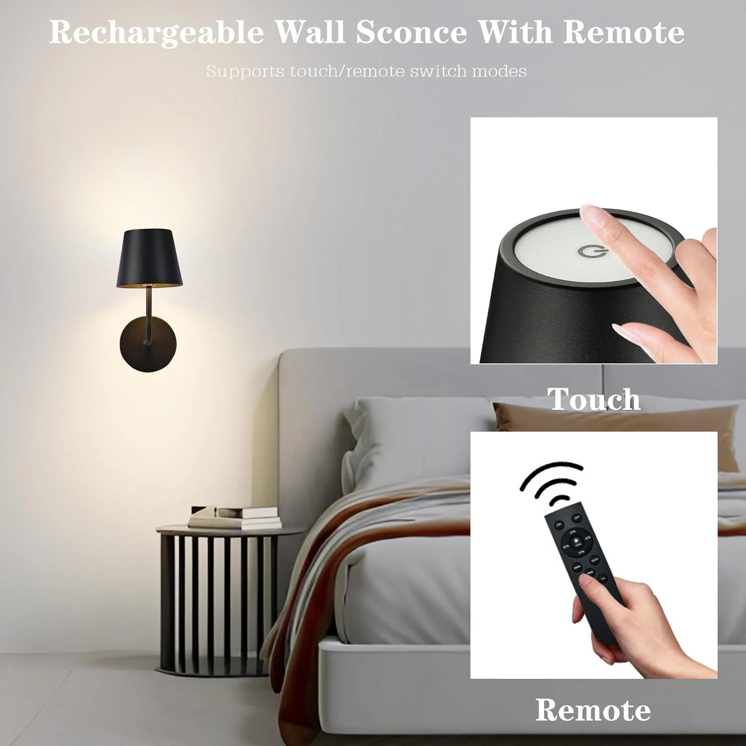 

LED Wall Lights 2P Modern Remote Control Dimmable USB Charging Suitable Bedroom Living Room Simple Interior Home Decor Wall Lamp