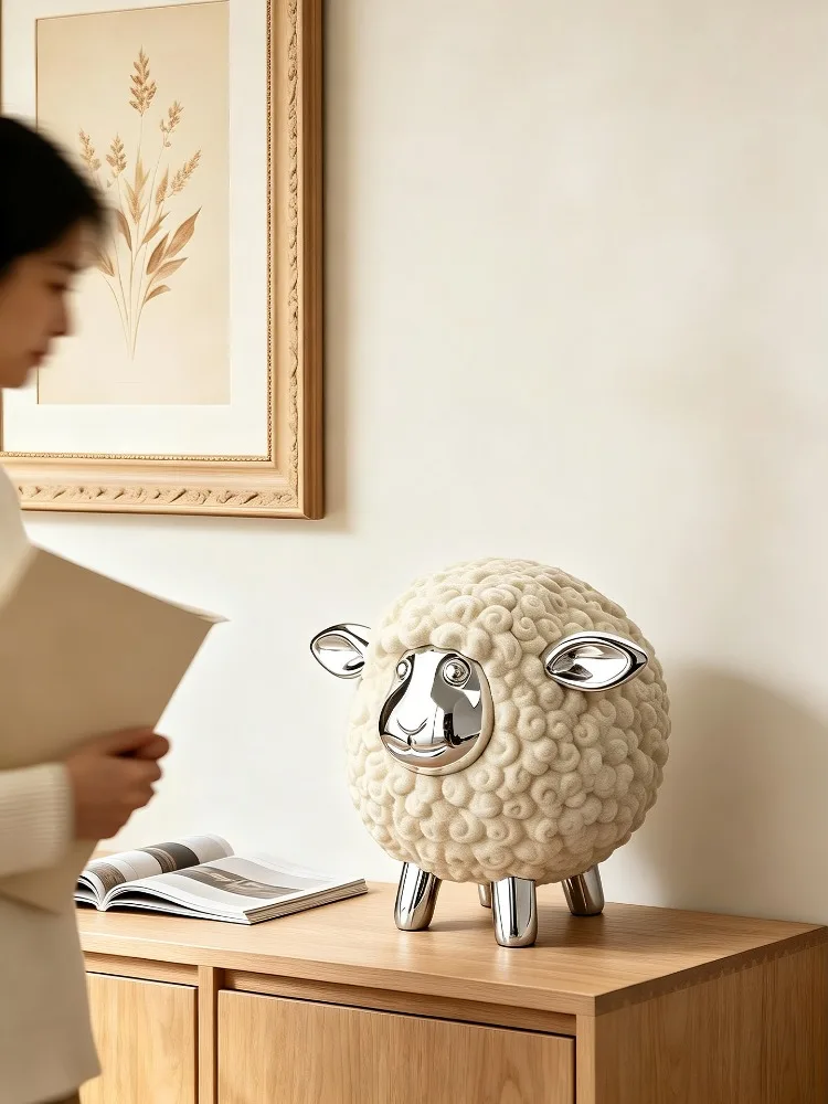 Plucked Sheep Figurine Art Ornaments,Living Room Foyer,TV Cabinets,Wine Cabinet,Office Desktop Statuette Decorations Gift