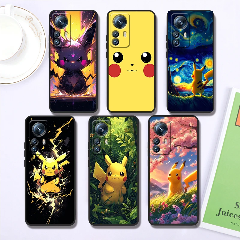 

P-Pikachus L-Lightnings Cartoon For Xiaomi Mi 13T 13 12T 12 11T 11i 11 A3 10T 10 9 Pro Lite Ultra 5G Black TPU Phone Case