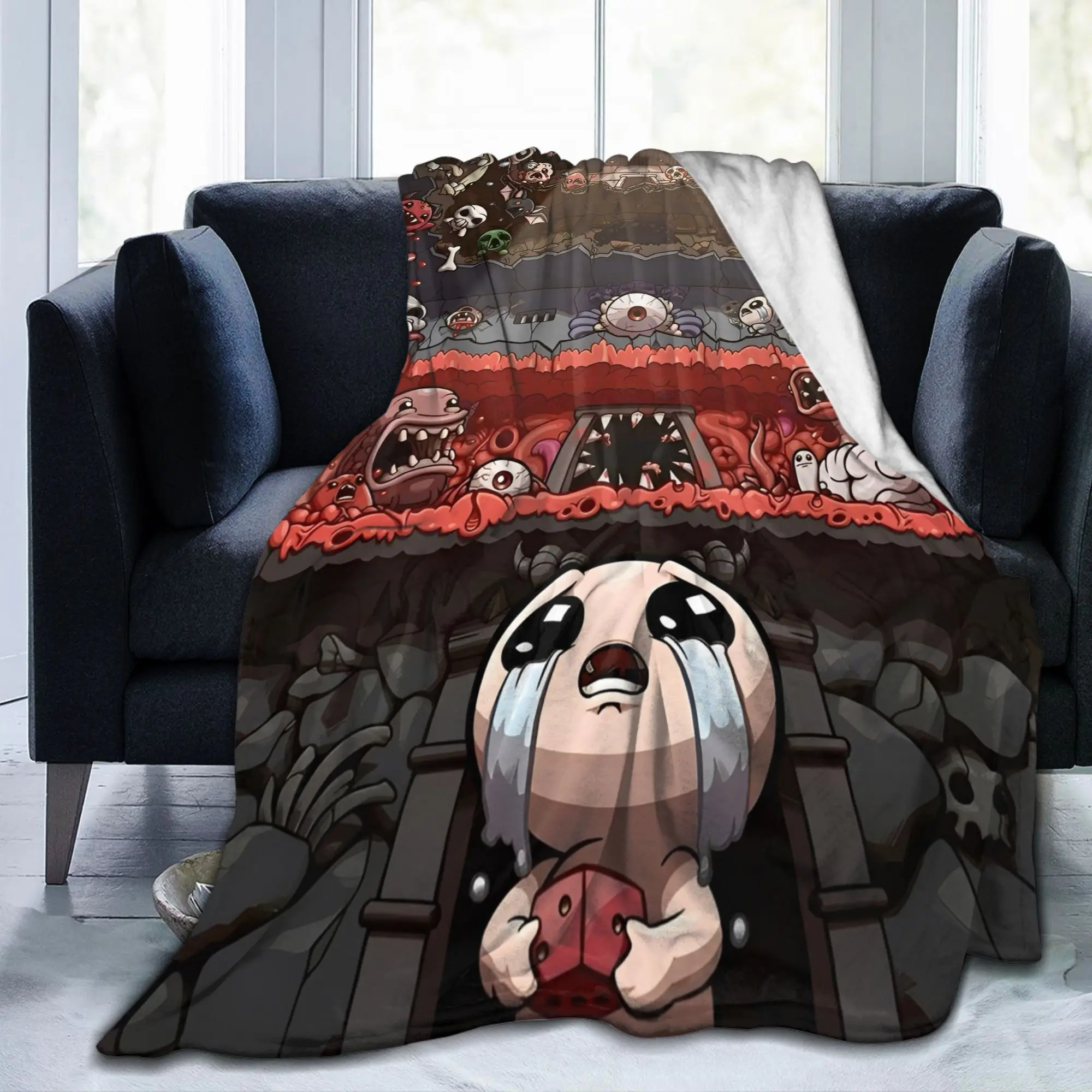 The Binding of Isaac Cartoon Blanket Cover Fleece Video Game Ultra-Soft Throw Blanket for Car Quilt