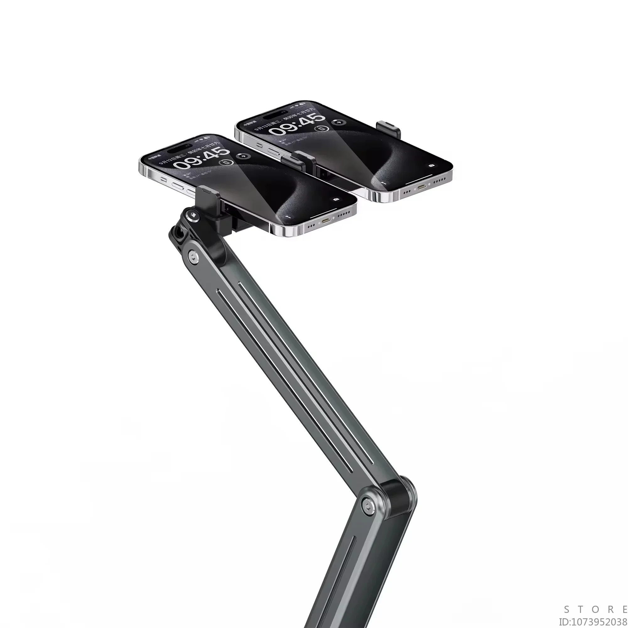 360-Degree Rotatable Floor Stand with Long Arm, Telescopic Aluminum Alloy Holder for 4-12.9 Inch Mobile Phones and Tablets