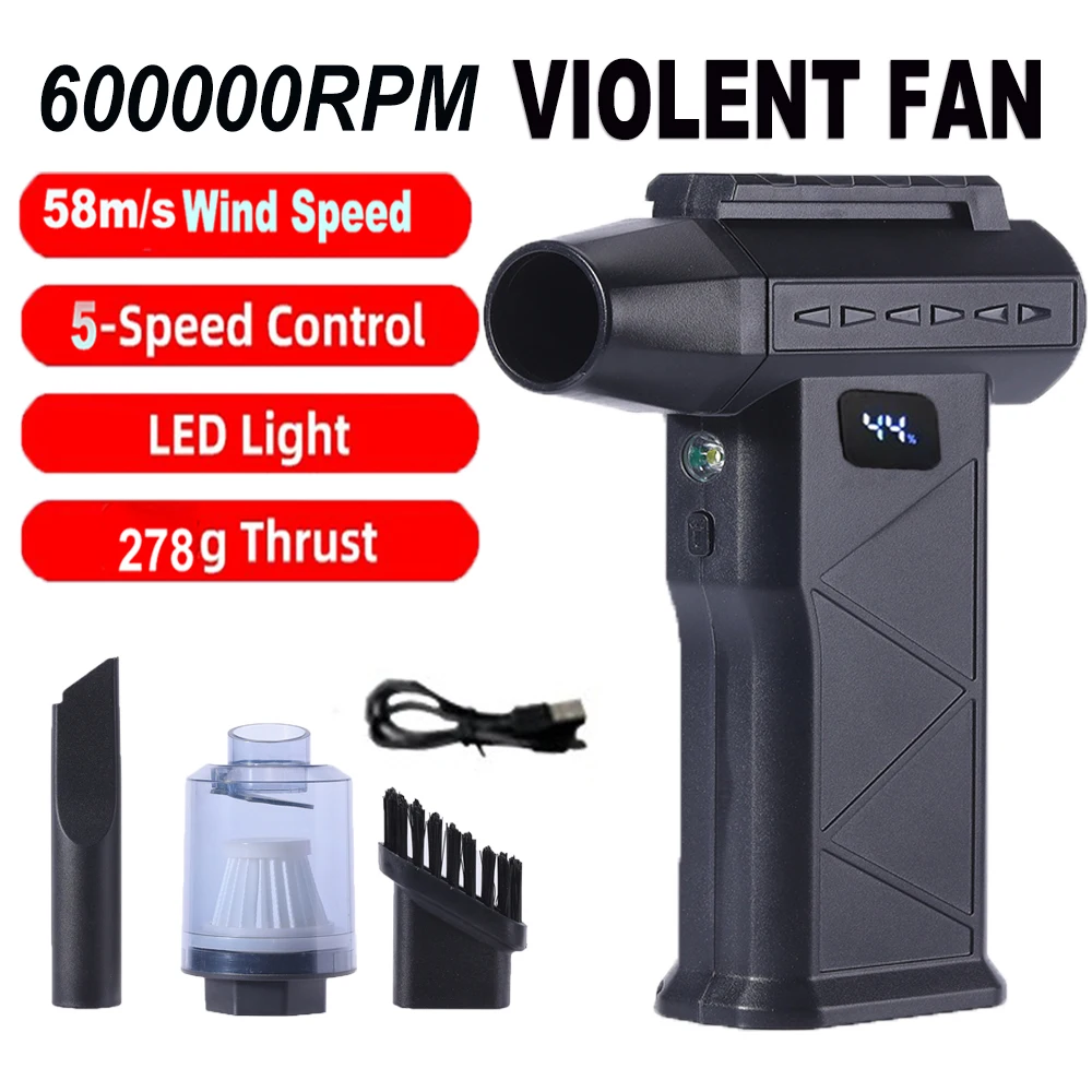 

Powerful 600000 RPM Violent Turbo Fan Electric Air Blower Brushless Turbo Jet Fan High-Speed Turbofan Rechargeable Dust Blowers