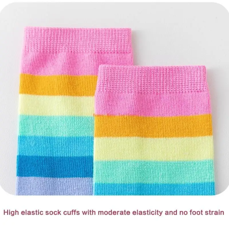 J0PF المألوف طفل الفتيات العجل طول الجوارب تنفس الركبة عالية الجوارب الملونة قوس قزح في جوارب أنبوبية للأطفال الرضع
