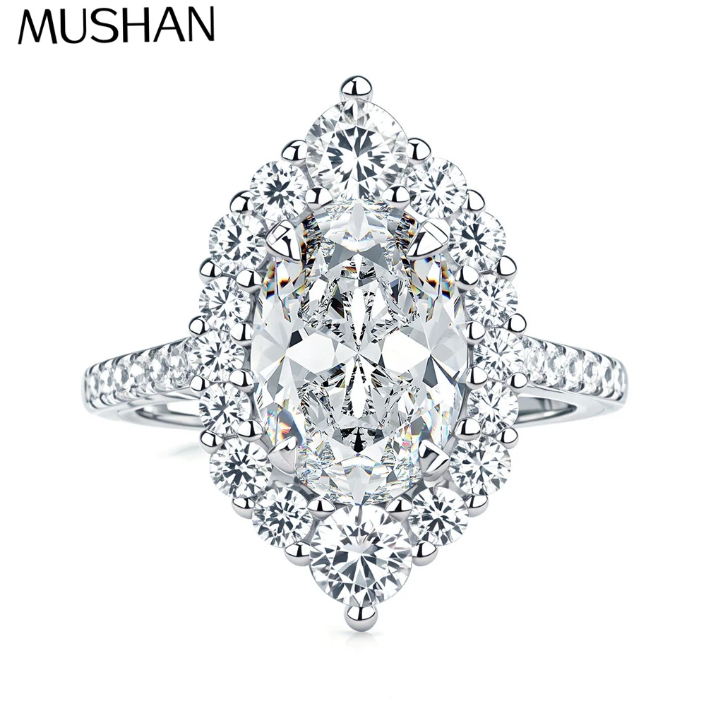 

MuShan Brand Jewelry 925 Sterling Silver Ring VVS Moissanite Date Night Ring for Friend 18K Gold Plated MST Patent Jewellery